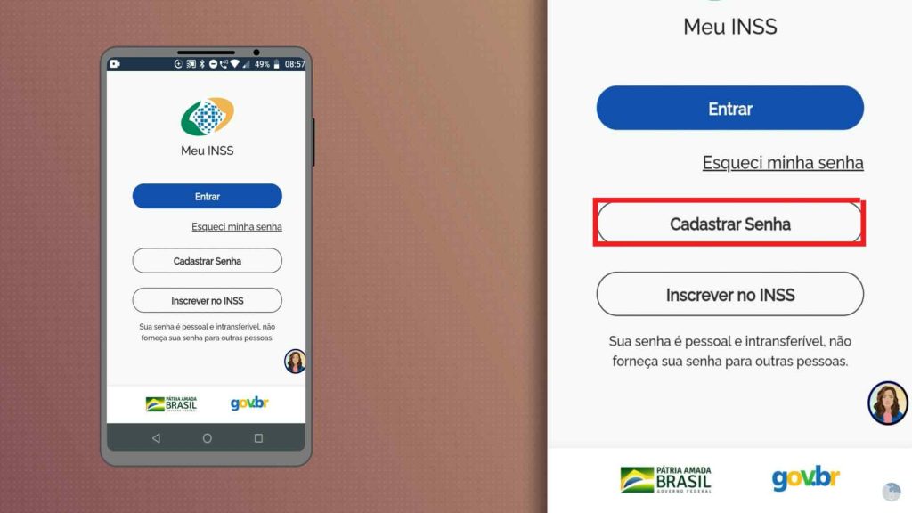 cadastrando senha MEU INSS